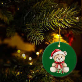 Adorno De Cerámica Navidades Adorables Teddy Bear Personalizado