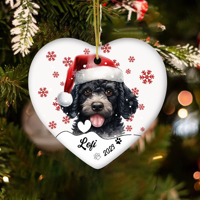 Adorno De Cerámica Navidades adoran perro caniche (Subido por el creador)