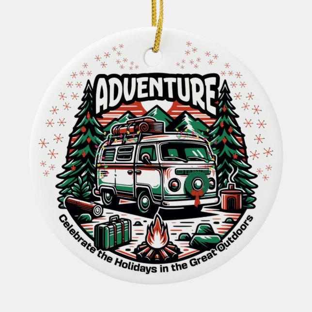 Adorno De Cerámica Navidades Adventure Camper Van (Frente)