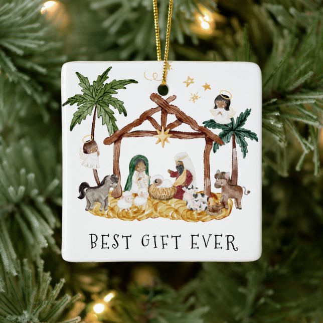 Adorno De Cerámica Navidades afroamericanos de natividad negra (Árbol)