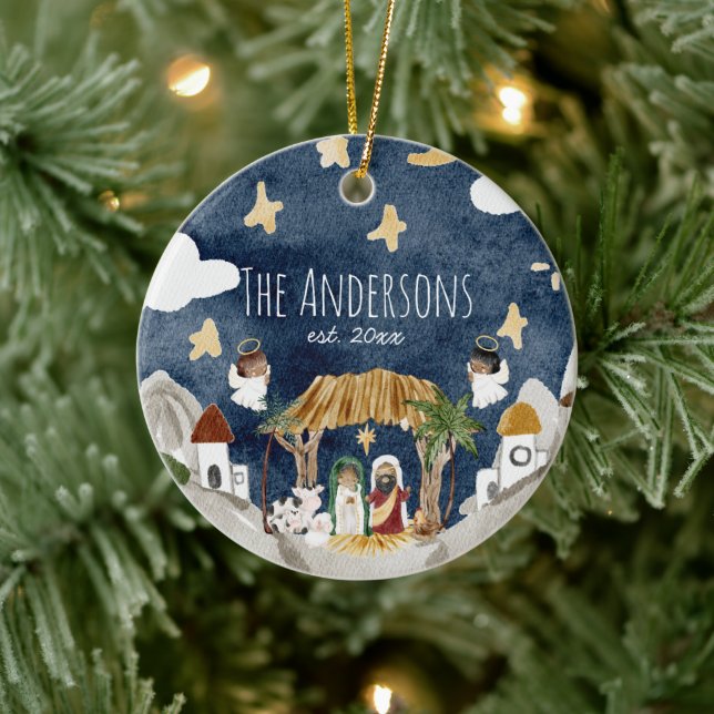 Adorno De Cerámica Navidades afroamericanos de natividad negra (Árbol)