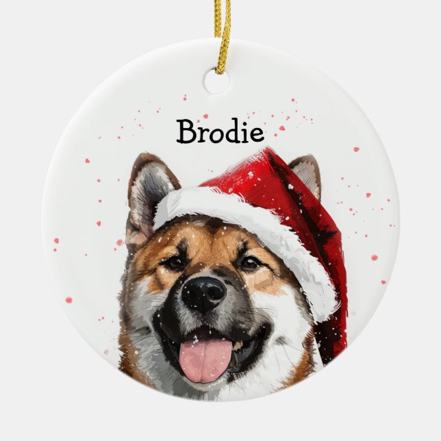 Adorno De Cerámica Navidades Akita personalizados (Frente)