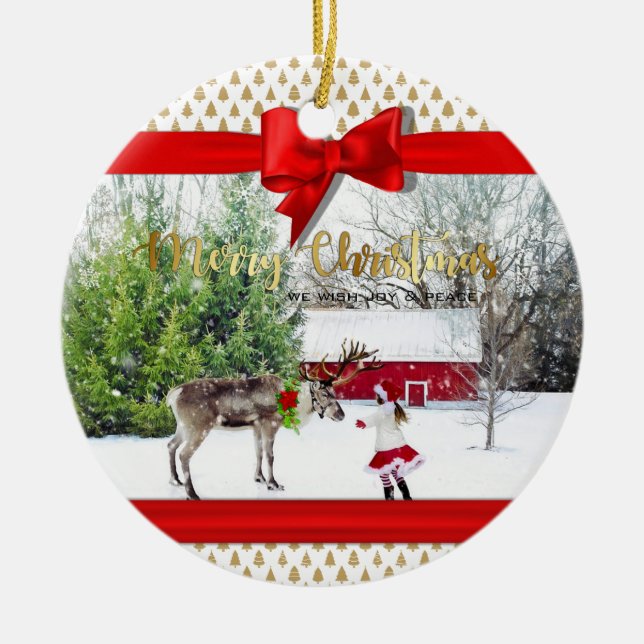 Adorno De Cerámica Navidades: Alegría y paz (Frente)