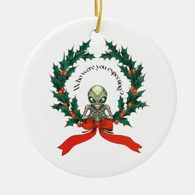 Adorno De Cerámica Navidades Alien Wreath (Frente)
