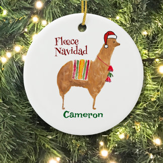 Adorno De Cerámica Navidades Alpaca Fleece Navidad Cute Keepsake