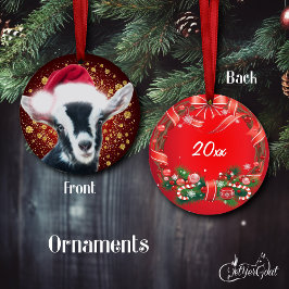 Adorno De Cerámica Navidades Alpine Baby Dairy Goat Santa Hat