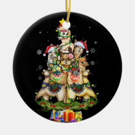 Adorno De Cerámica Navidades alumbran Llama Santa Hat Tree Llama