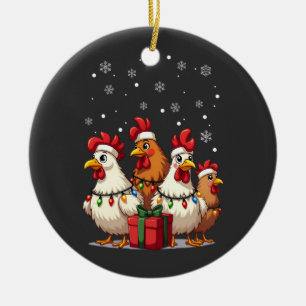 Adorno De Cerámica Navidades alumbran pollo Santa Funny Xmas