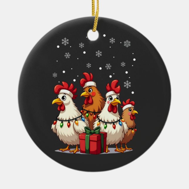 Adorno De Cerámica Navidades alumbran pollo Santa Funny Xmas (Frente)
