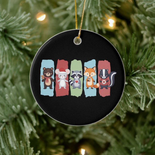 Adorno De Cerámica Navidades amantes de los animales Raccoon Opossum  (Árbol)