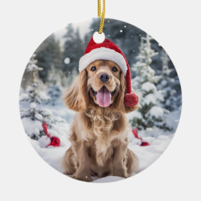 Adorno De Cerámica Navidades americanos de Cocker Spaniel Dog Keepsak (Frente)