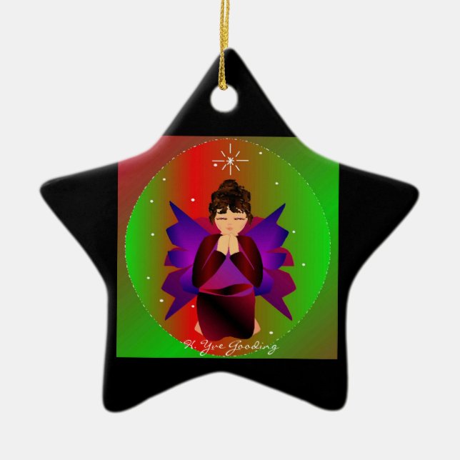 Adorno De Cerámica Navidades Angel Baby en todo el mundo en negro II (Frente)