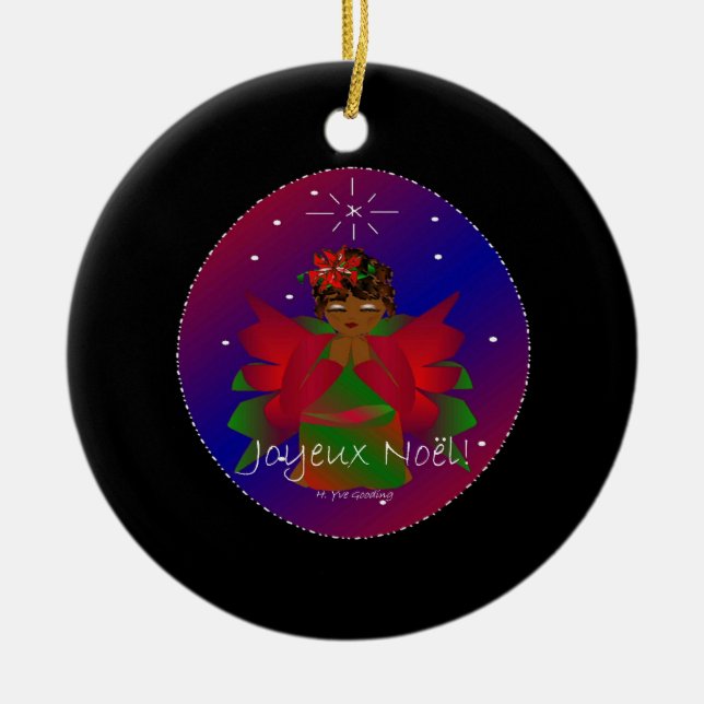 Adorno De Cerámica Navidades Angel Baby Praying Joyeux Noel (Frente)