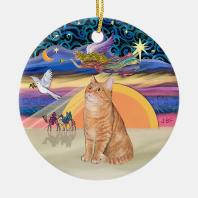 Adorno De Cerámica Navidades Angel - Naranja tabby cat 40 (Frente)