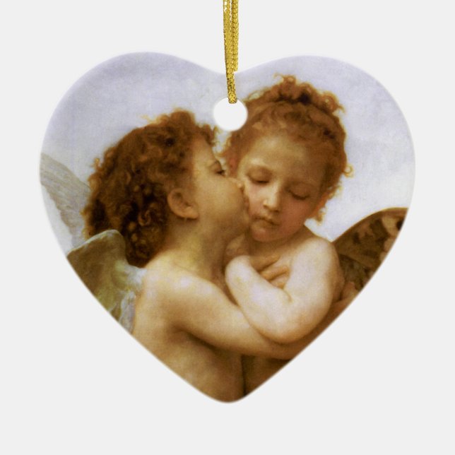Adorno De Cerámica Navidades Angels Kiss, Bouguereau (Frente)