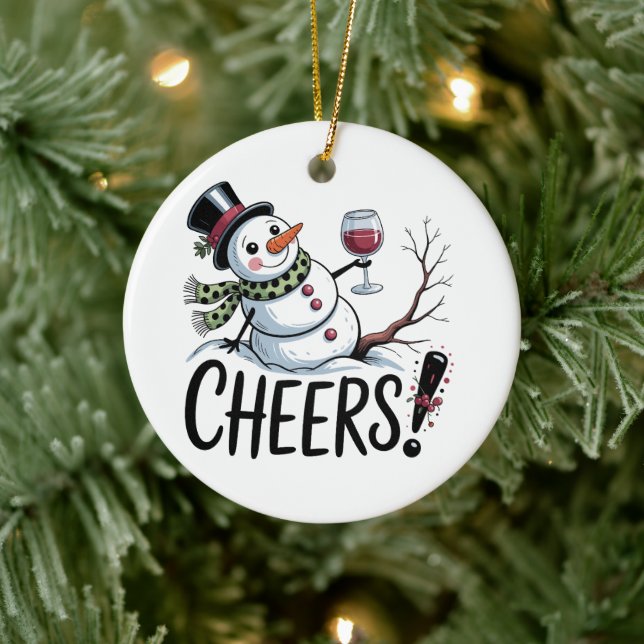 Adorno De Cerámica Navidades animan a Snowman Kitchen Wine Kitchen (Árbol)