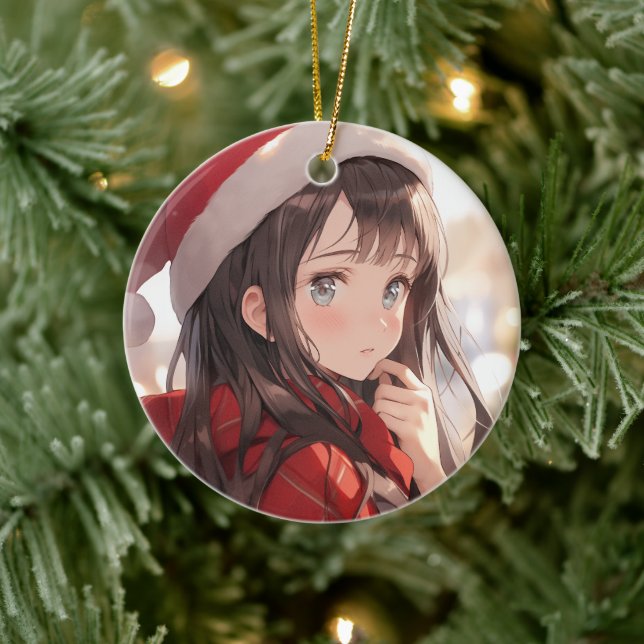 Adorno De Cerámica Navidades Anime Chica (Árbol)