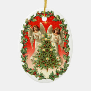 Adorno De Cerámica Navidades anticuados, ángeles