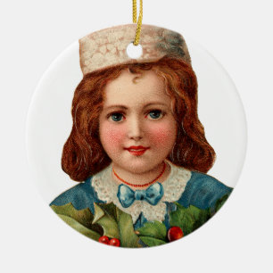 Adorno De Cerámica Navidades anticuados, Chica