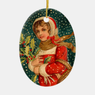 Adorno De Cerámica Navidades anticuados, Chica