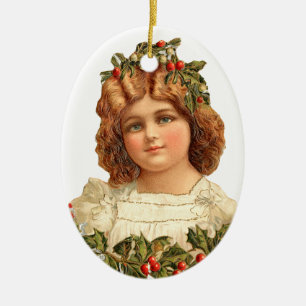 Adorno De Cerámica Navidades anticuados, Chica