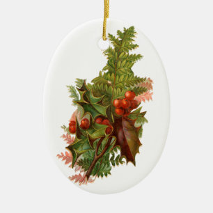 Adorno De Cerámica Navidades anticuados, Holly
