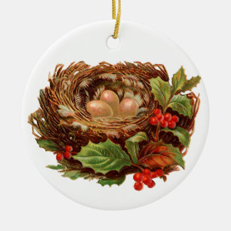 Adorno De Cerámica Navidades anticuados, nido