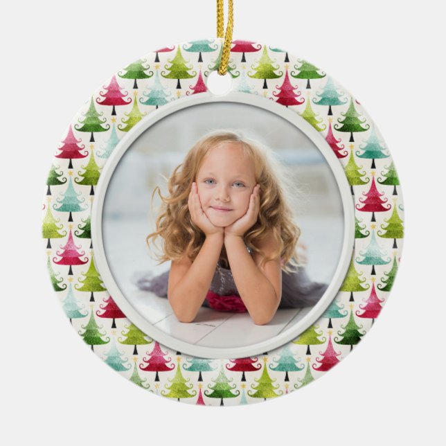 Adorno De Cerámica Navidades Árboles fúnebres foto multicolor (Frente)