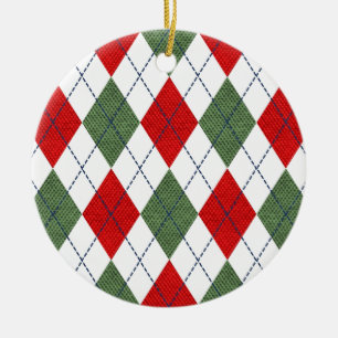 Adorno De Cerámica Navidades Argyle Ornament Round