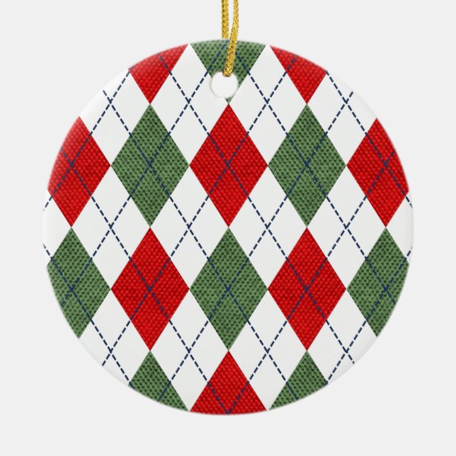 Adorno De Cerámica Navidades Argyle Ornament Round (Frente)