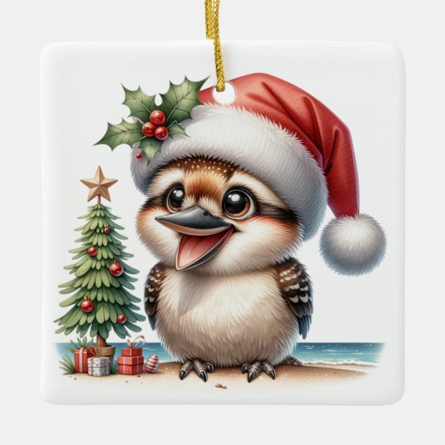 Adorno De Cerámica Navidades australianos de Kookaburra personalizado (Anverso)