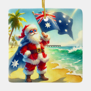 Adorno De Cerámica Navidades australianos de Santa on Beach