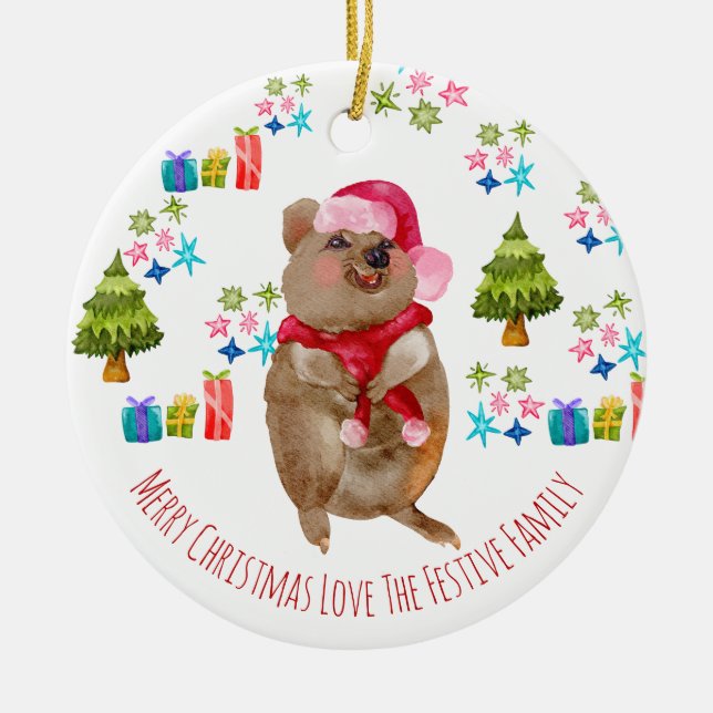 Adorno De Cerámica Navidades australianos personalizado Cute Quokka (Frente)