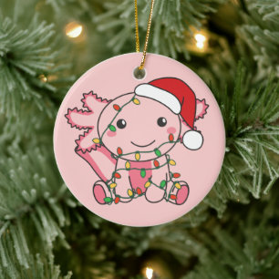 Adorno De Cerámica Navidades Axolotl Animales de invierno Axolotls Ce
