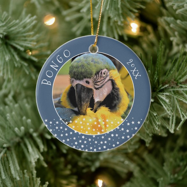 Adorno De Cerámica Navidades Azules del Mascota Cute Ara Parrot (Árbol)