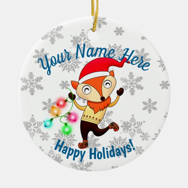 Adorno De Cerámica Navidades bailando Personalizado Fox (Frente)