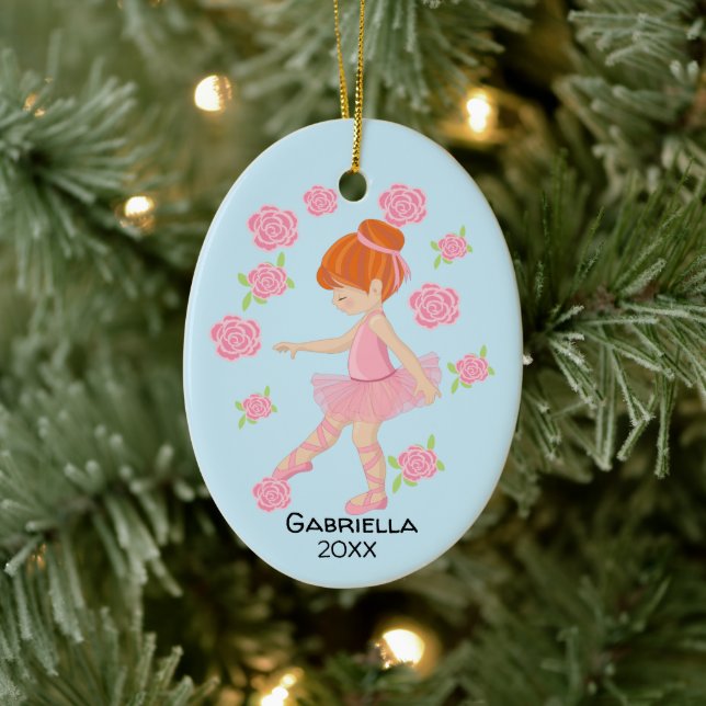 Adorno De Cerámica Navidades Ballerina Pink Tutu Red Haired (Árbol)