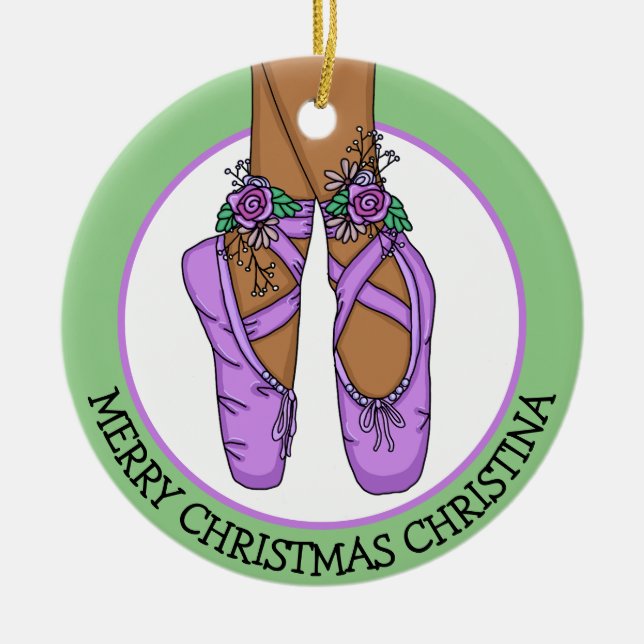 Adorno De Cerámica Navidades Ballet Slippers Personalizado (Frente)