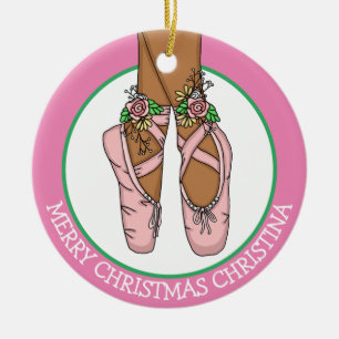 Adorno De Cerámica Navidades Ballet Slippers Personalizado