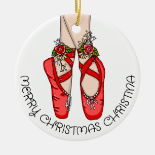 Adorno De Cerámica Navidades Ballet Slippers Personalizado