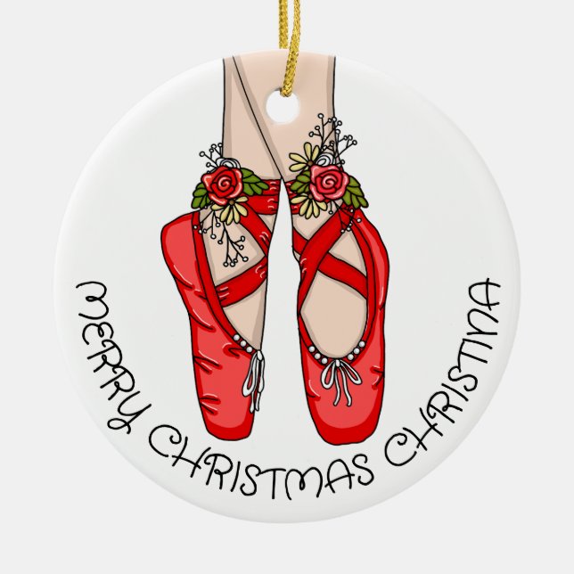 Adorno De Cerámica Navidades Ballet Slippers Personalizado (Frente)