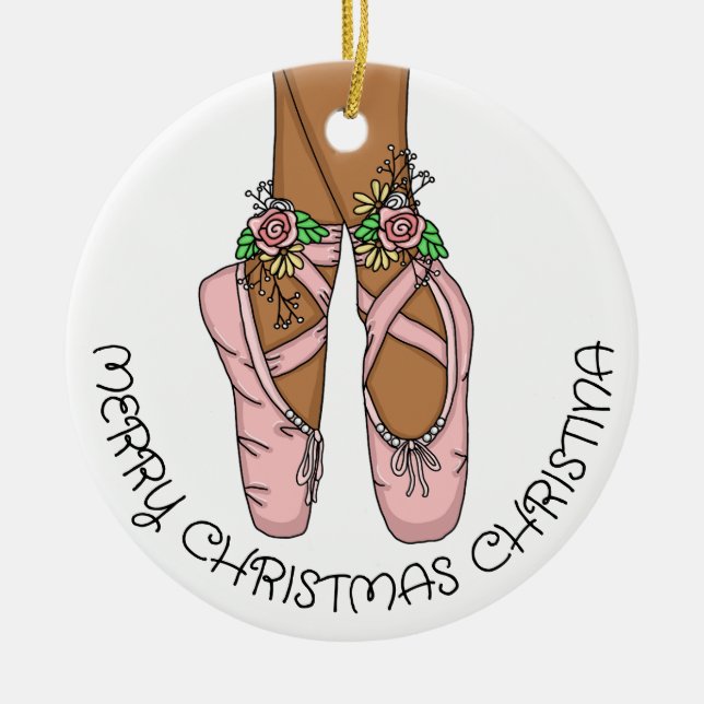 Adorno De Cerámica Navidades Ballet Zapatillas Cerámicas Personalizad (Frente)