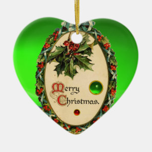 ADORNO DE CERÁMICA NAVIDADES BANJO CON MISTLETAS Y BERRÍAS SANTAS