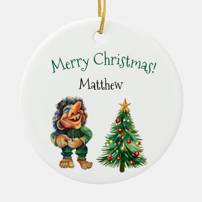 Adorno De Cerámica Navidades baratos en trolls y luz de árbol (Frente)