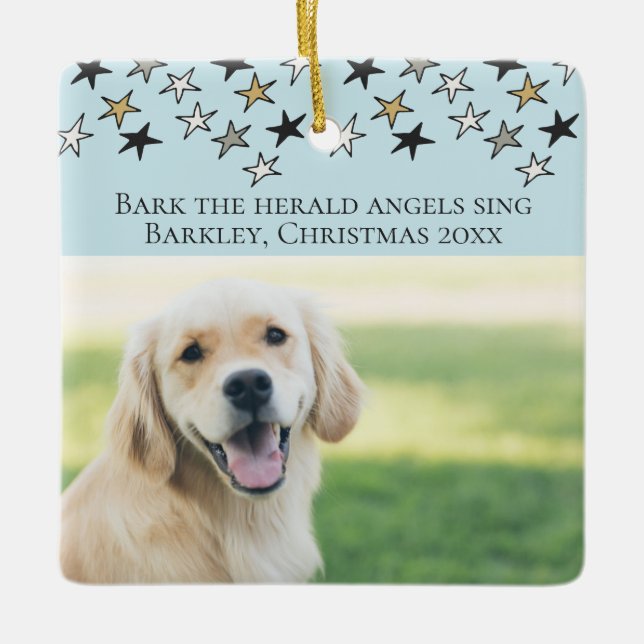 Adorno De Cerámica Navidades Bark The Herald Angels Canta Perro Tema (Anverso)