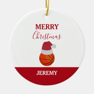 Adorno De Cerámica Navidades Basketball Sports Ball Nombre personaliz