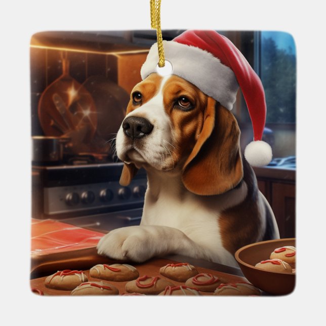 Adorno De Cerámica Navidades Beagle Cookies festividades (Anverso)