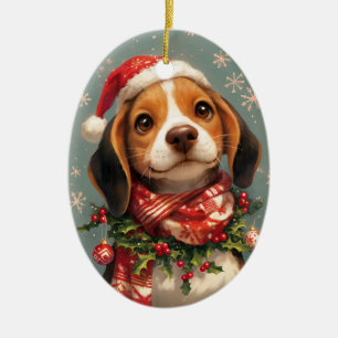 Adorno De Cerámica Navidades Beagle Dog