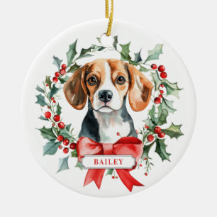 Adorno De Cerámica Navidades Beagle Dog Ceramic Circle Ornament