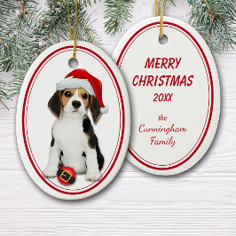 Adorno De Cerámica Navidades Beagle Puppy Santa Bulb